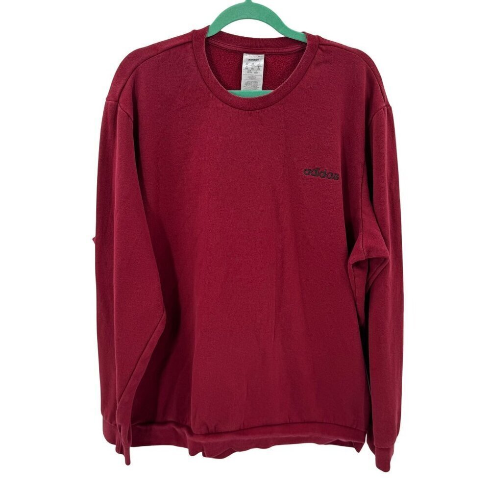 Adidas Mens Maroon Crewneck Sweatshirt 2XL Cotton Blend Casual Warm Pullover